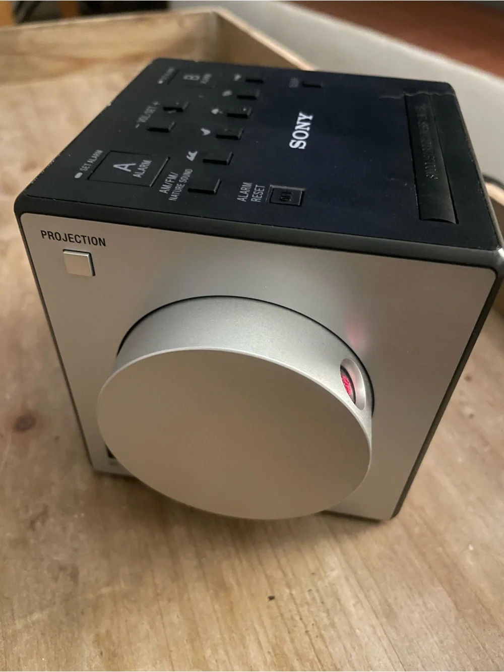 Sony Black ICF-C1PJ and Silver Cube Digital Clock Radio projector nature sounds